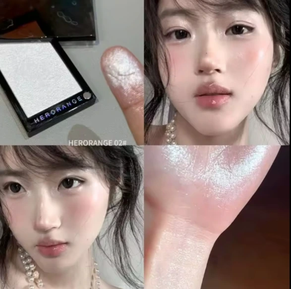 Shiny Highlighter Powder Fine Texture Pearl Gloss Long Lasting Velvet Finish Face Contour Brightening Makeup For Daily Party Holiday Gift
