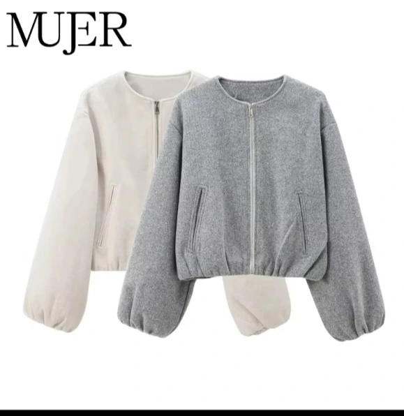 MUJER 2025 Fleece Bomber Jackets for Women Soft Zipper Woman's Sports Jacket Long Sleeve Cropped Jacket Women Coats Outerwears