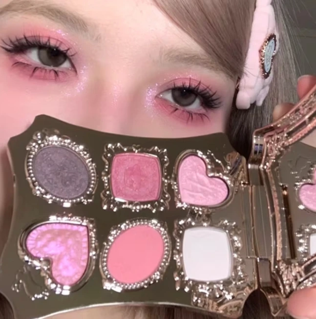 Flower Knows Garden Matte Pearlescent Powder Fine Six Color Eye Shadow Contour Palette Long Lasting Makeup Glitter Eyeshadow