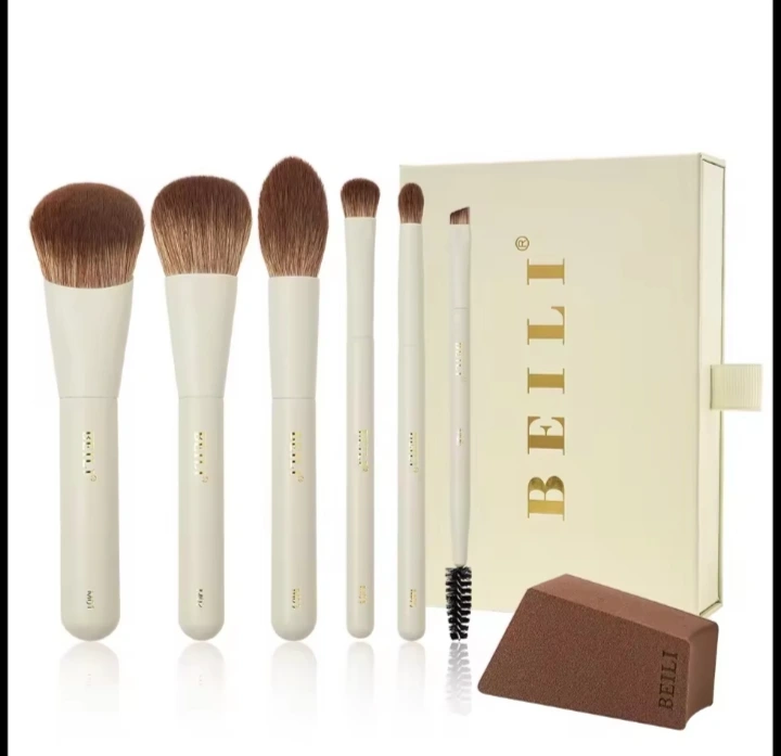 6-Piece Travel Makeup Brushes Set Professional Foundation Contouring Highlighting Blending Kit Portable Cosmetic Brushes