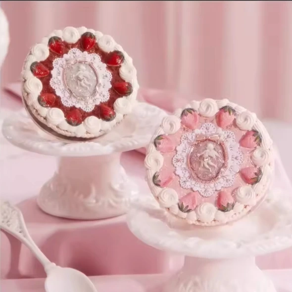 Flower Knows Strawberry Cupid Collection Pressed Powder Mineral Makeup Powder Foundation With Concealer & Finishing Vegan