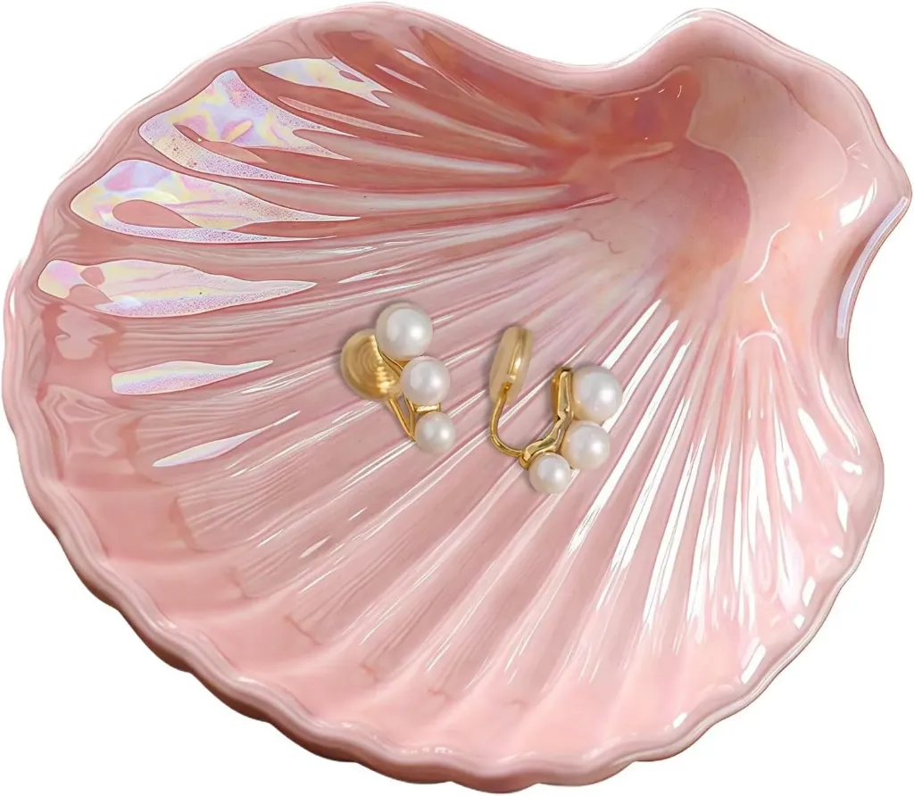 3.9" Shell-Shaped Ceramic Ring Dish -